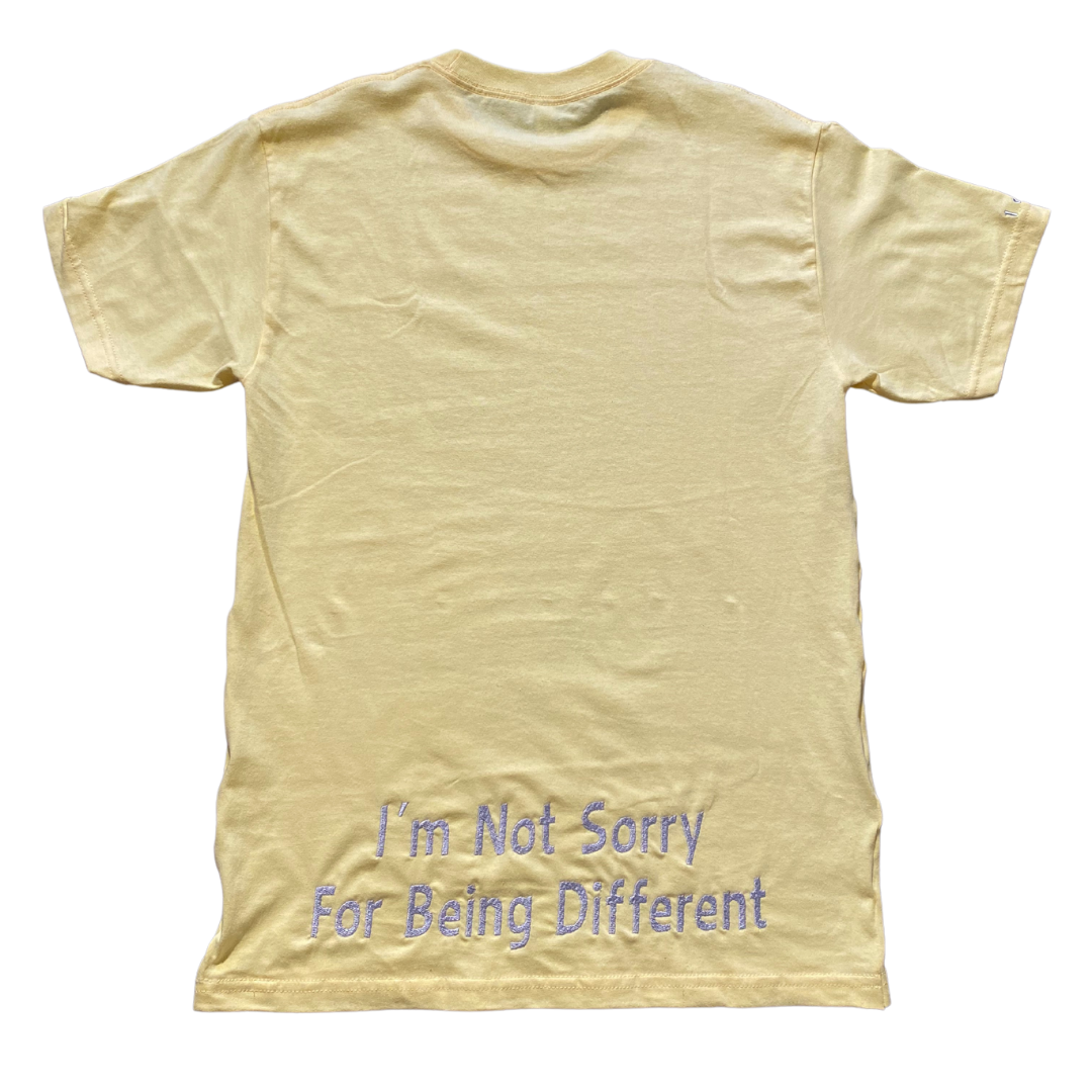 Unapologetic Youth yellow T-shirt, front view showing bright color and casual fit, made from soft cotton fabric.