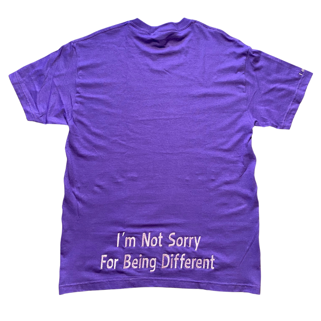 Unapologetic Youth purple t-shirt, front view showing vibrant color and casual fit on a plain background.