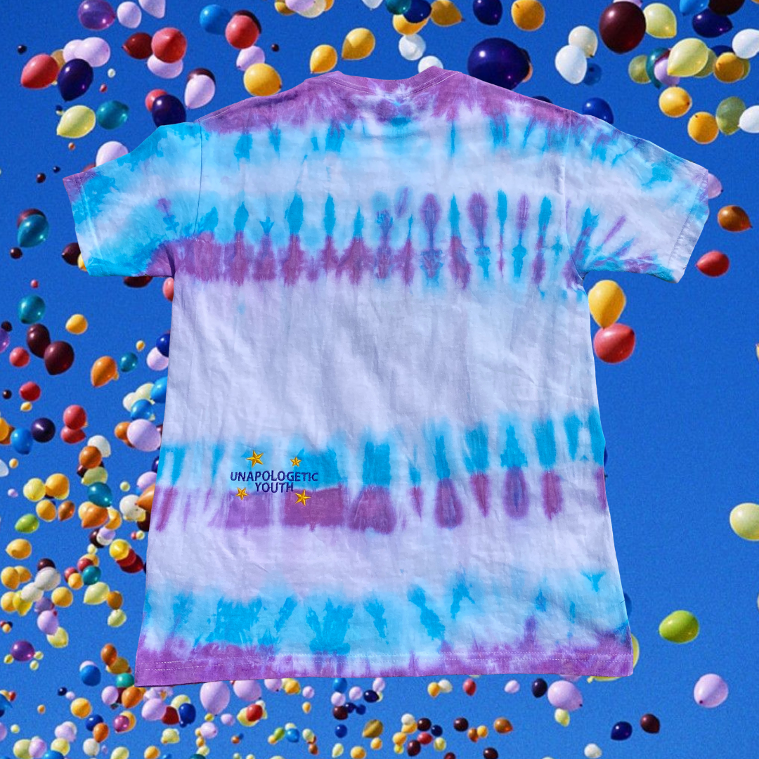 Unapologetic Youth black Spaceman Black Hole T-shirt featuring a cosmic space design on soft fabric.