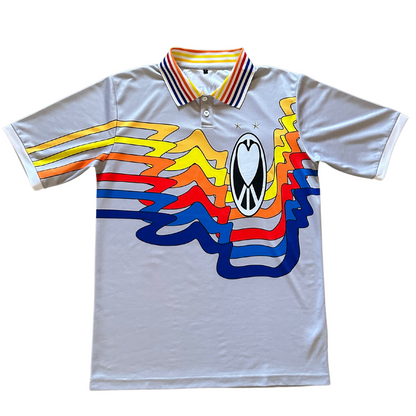 Unapologetic Youth UYFC home jersey, navy sports shirt with team logo and white accents, displayed flat on a white background.