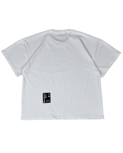 Unapologetic Youth Signature Tee, a casual white T-shirt with logo design, displayed flat on a plain background.