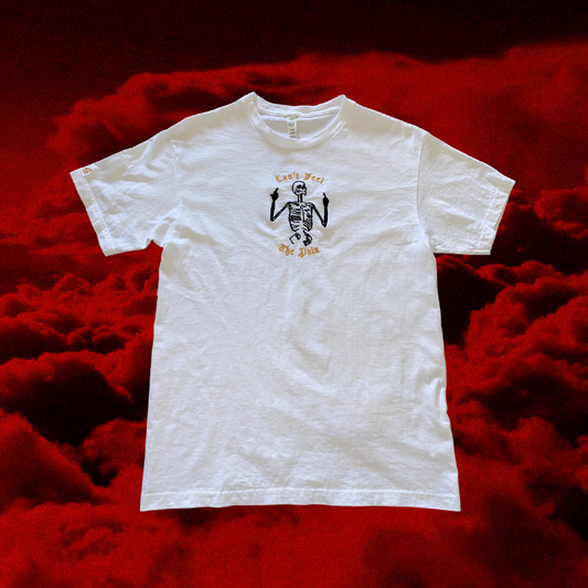 Unapologetic Youth Painless T-Shirt in black with bold white graphic, casual fit, and crew neckline, front view.