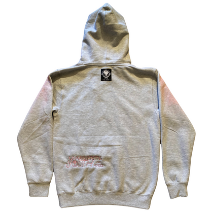 Unapologetic Youth To The Bone hoodie in small size, featuring a black hoodie with white graphic print and drawstring hood.