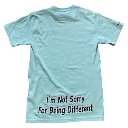 Mint green Unapologetic Youth T-shirt with short sleeves and crew neck, displayed on a plain background.