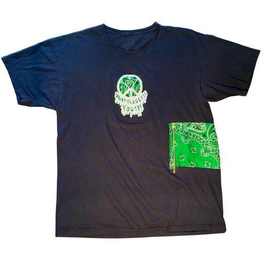 Black Unapologetic Youth T-Shirt featuring bold graphic print on the front, casual fit, and soft cotton fabric.