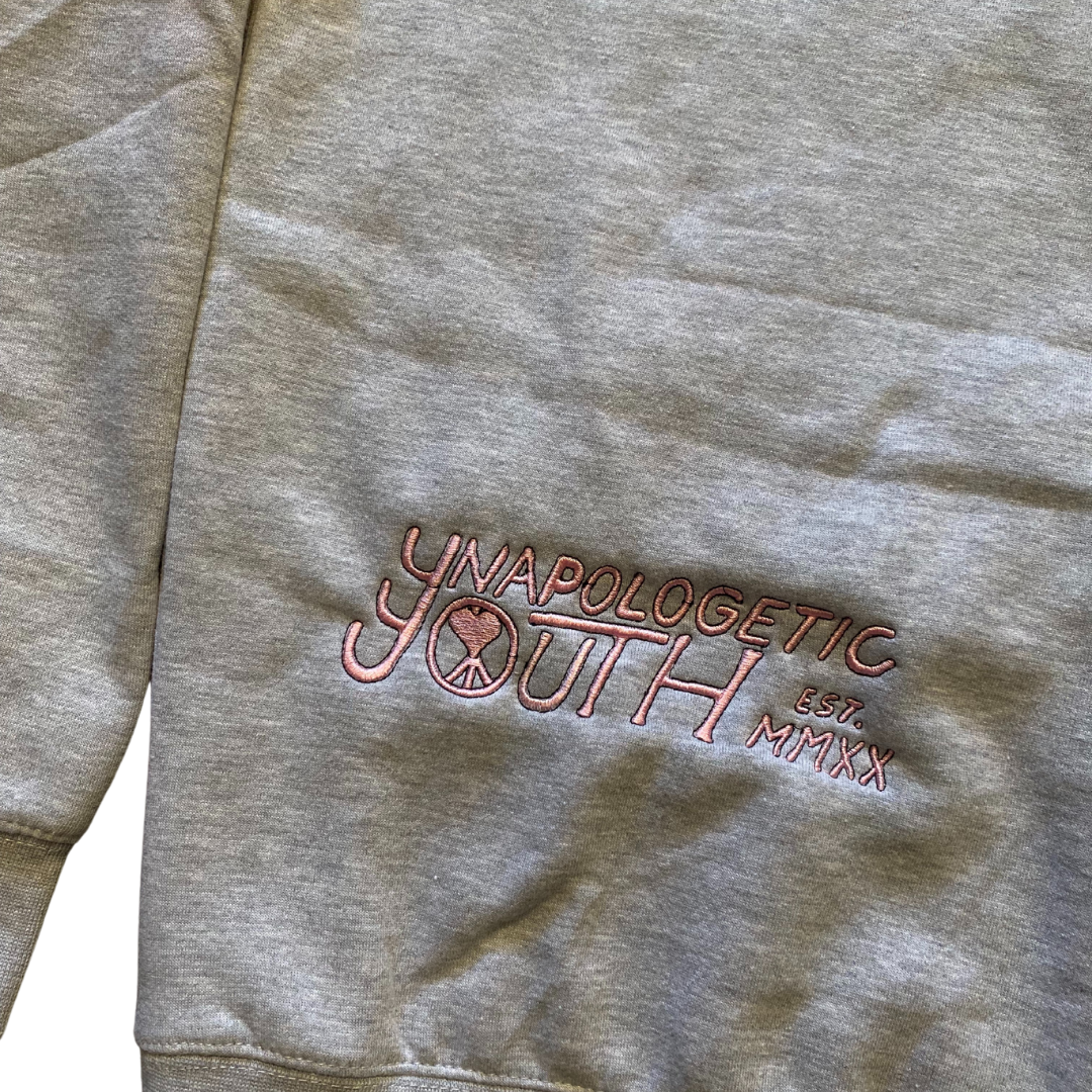 Unapologetic Youth To The Bone hoodie in small size, featuring a comfortable fit and graphic design, shown from the front.