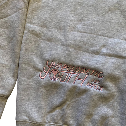 Unapologetic Youth To The Bone hoodie in small size, featuring a comfortable fit and graphic design, shown from the front.