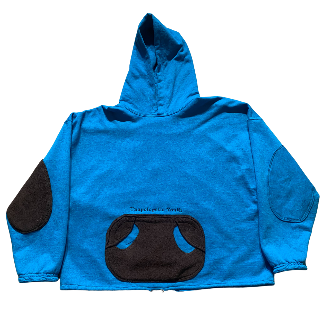 Unapologetic Youth Peace + Love 2XL hoodie in black with colorful peace and love graphic on front, casual streetwear style.
