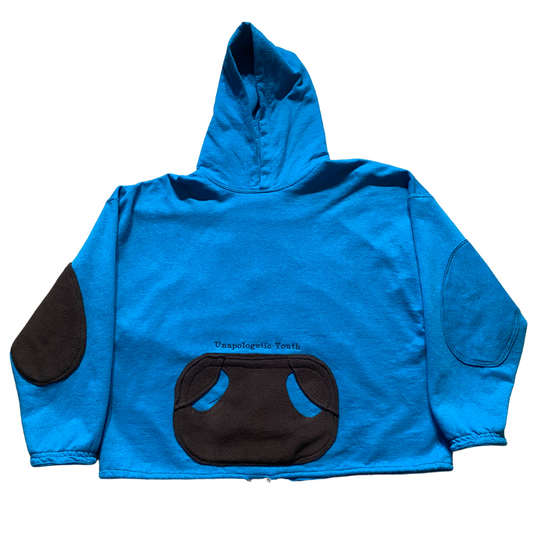 Unapologetic Youth Peace + Love 2XL hoodie in black with colorful peace and love graphic on front, casual streetwear style.