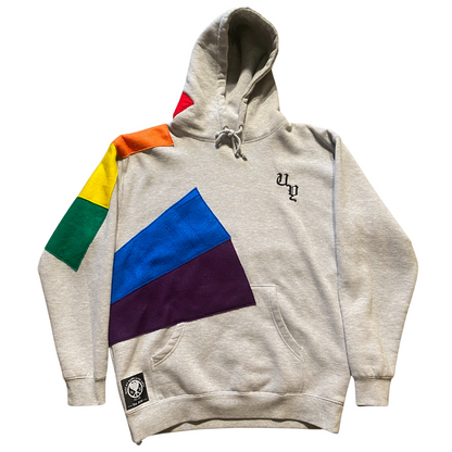 Unapologetic Youth Light Beams large hoodie featuring a bold graphic design on the front, in black and white colors.