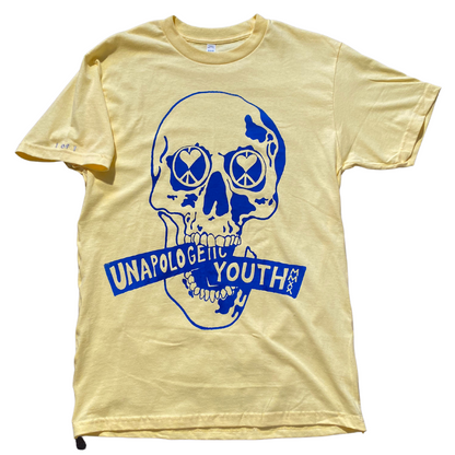 Unapologetic Youth yellow T-shirt, front view showcasing vibrant color and classic fit.
