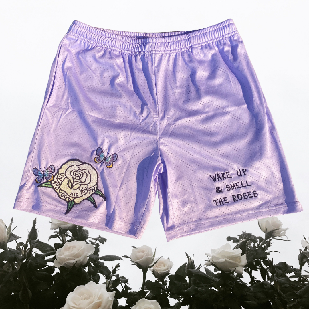Unapologetic Youth Rose City shorts in vibrant pink with floral pattern, casual fit, and adjustable drawstring waist.