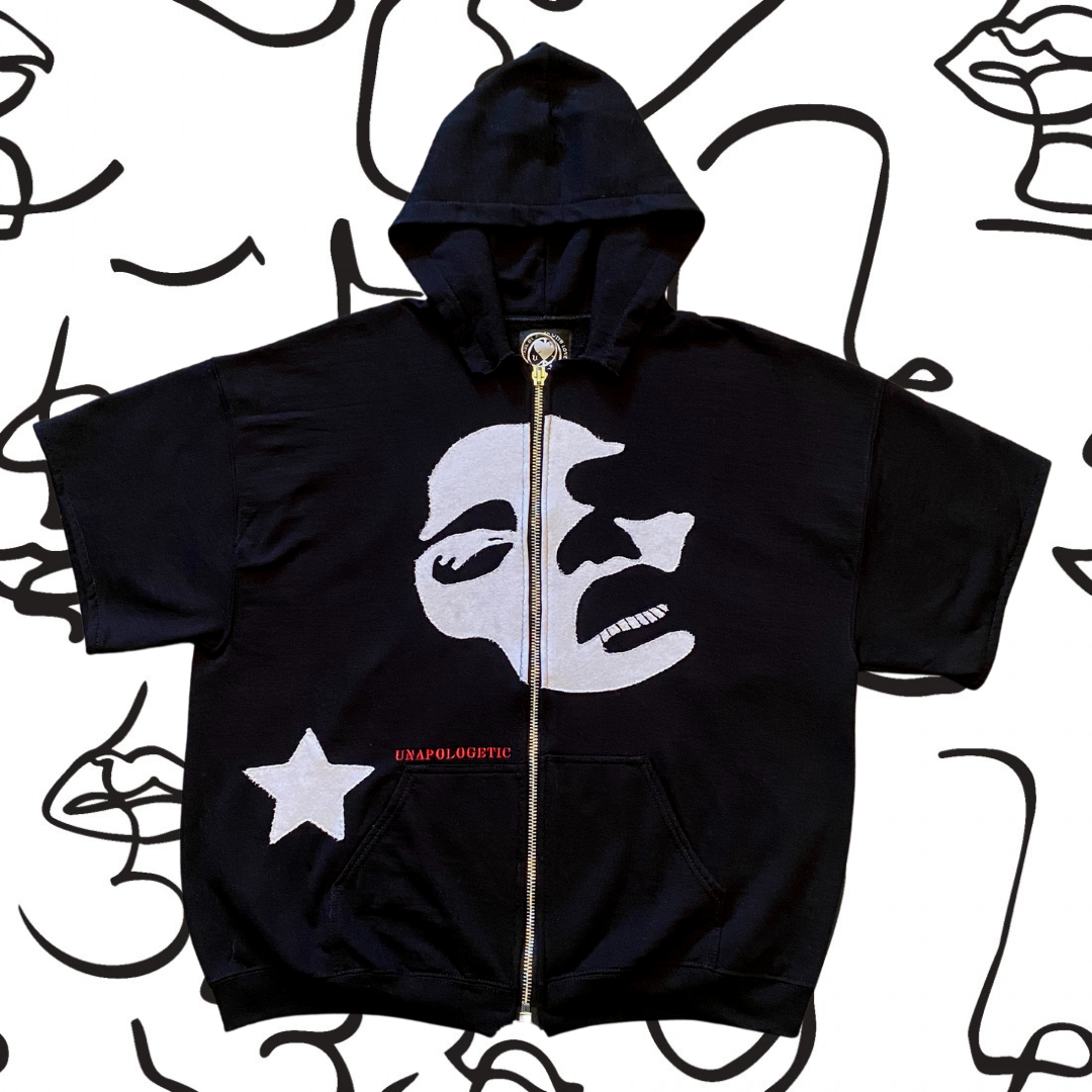 Unapologetic Youth Faces sweatshirt featuring a graphic design of two stylized faces on a comfortable hoodie.