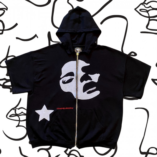 Unapologetic Youth Faces sweatshirt featuring a graphic design of two stylized faces on a comfortable hoodie.