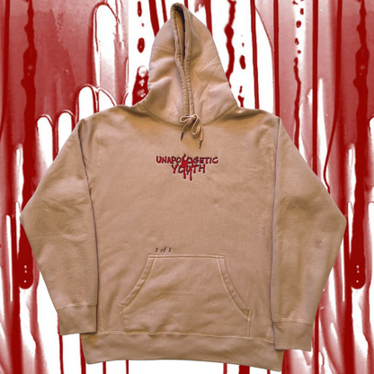 Unapologetic Youth Bleeding Love hoodie featuring a bold graphic print and comfortable fabric in a casual style.
