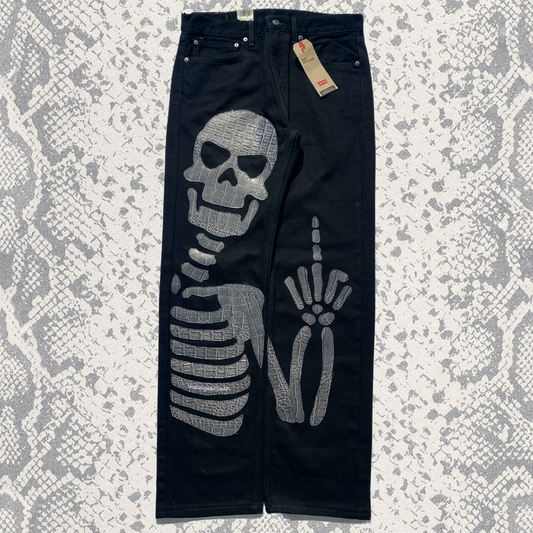 Unapologetic Youth To The Bone jeans in a 1/1 fit, showing denim fabric with distressed details and classic jean styling.