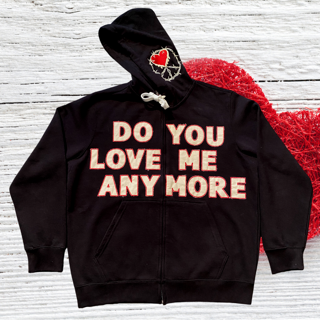 Unapologetic Youth Always & Forever large zip-up hoodie in black with front pockets and drawstring hood, casual and comfortable style.