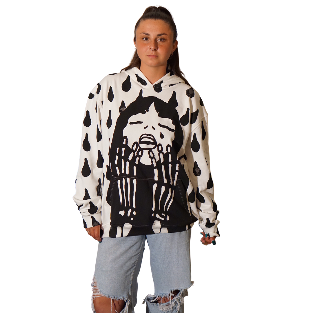 Unapologetic Youth Rain On My Skin hoodie featuring a rain-inspired graphic design on soft, comfortable fabric.
