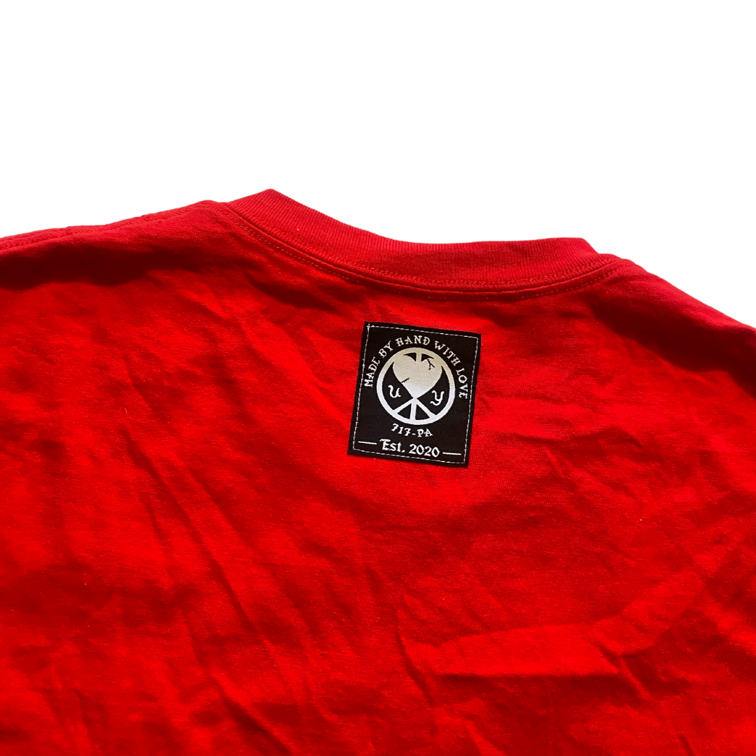Red Rag XL T-shirt by Unapologetic Youth with a casual fit and bold design, displayed on a plain background.