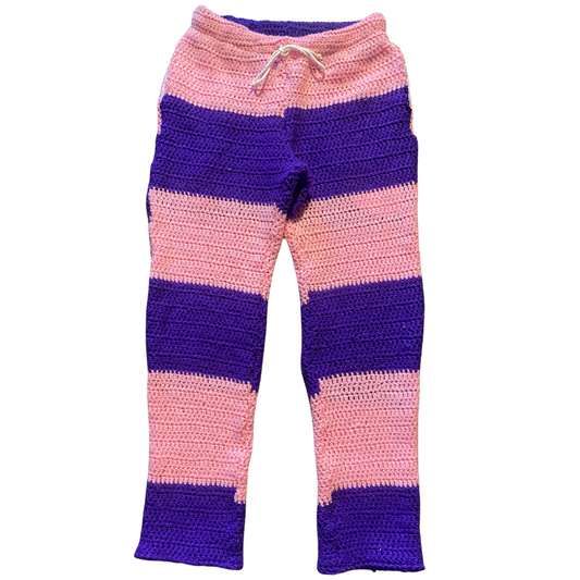 Unapologetic Youth Grandma's Crochet sweatpants in light color, featuring cozy, textured knit fabric and relaxed fit.