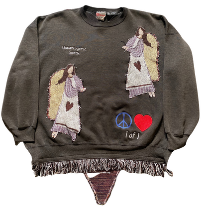 Unapologetic Youth My Dear Friends crewneck or poncho featuring a cozy, stylish design with vibrant graphic artwork.