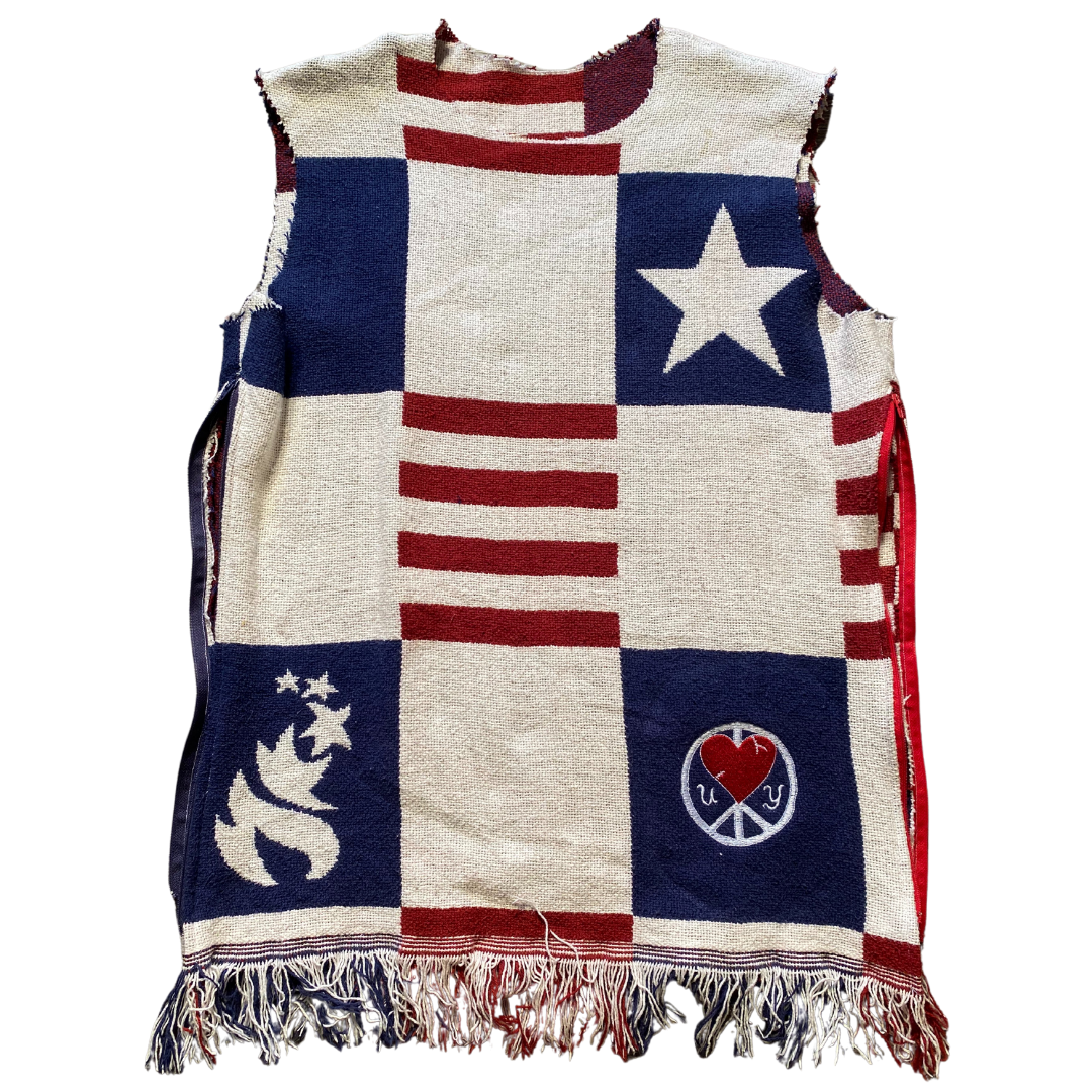 Unapologetic Youth American Tradition tank top, sleeveless casual top with patriotic American flag design, front view.