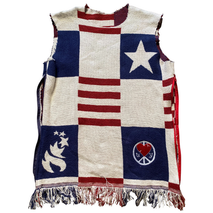 Unapologetic Youth American Tradition tank top, sleeveless casual top with patriotic American flag design, front view.