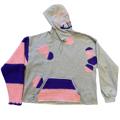Unapologetic Youth Grandma's Crochet hoodie featuring intricate knit details in a cozy, casual style.