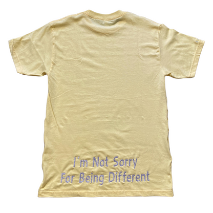 Unapologetic Youth yellow T-shirt, front view showing bright color and casual fit, made from soft cotton fabric.
