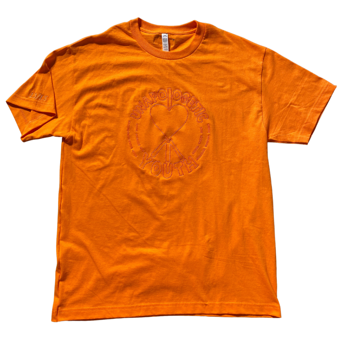 Large Unapologetic Youth T-Shirt in 13/15 size, featuring a casual fit and soft fabric with a graphic design.