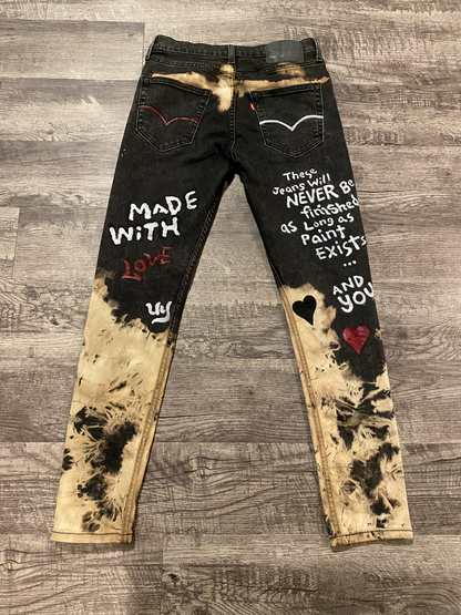 Unapologetic Youth Never Ending jeans featuring classic denim with a relaxed fit and faded wash, front and back view.