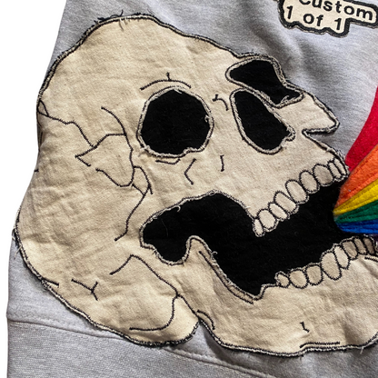 Unapologetic Youth Light Beams large hoodie featuring a bold graphic design in black and white, shown on a hanger.