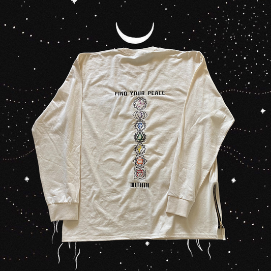 Unapologetic Youth Inner Awakening long sleeve shirt with abstract graphic design in black and white.