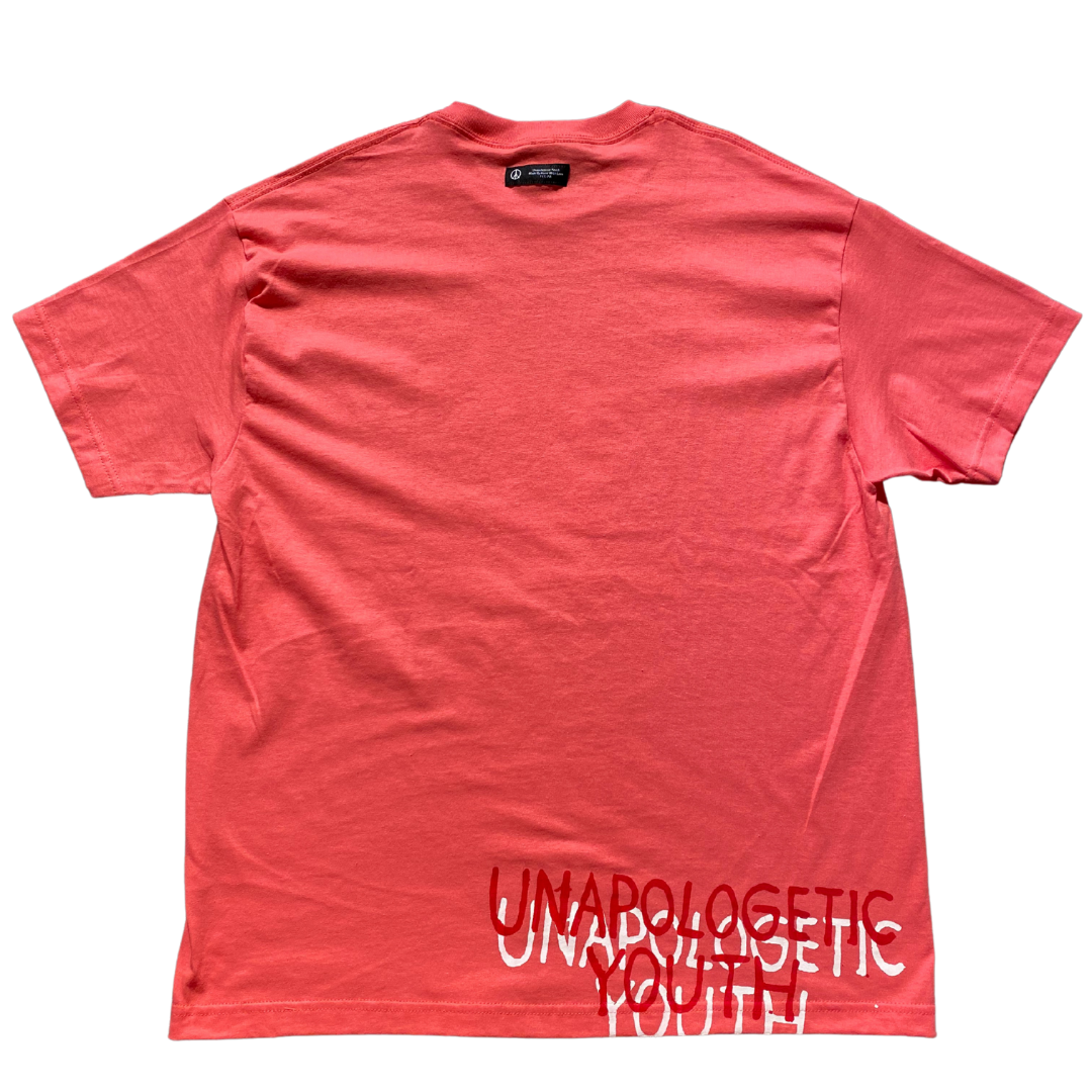 Unapologetic Youth XL T-Shirt in black, featuring a casual fit and soft cotton fabric, displayed on a hanger.