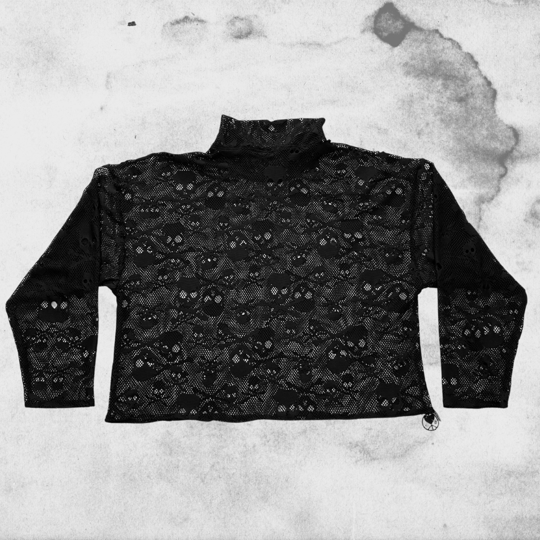 Unapologetic Youth Spooky V1 long sleeve shirt with spooky graphic design on black fabric, casual streetwear style.