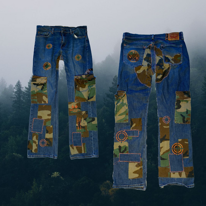 Pair of Unapologetic Youth jeans showing classic blue denim with a fitted waist and straight-leg style.