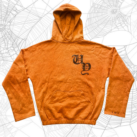 Unapologetic Youth Spooky V2 hoodie, black hoodie with spooky graphic design, casual streetwear style, front view.