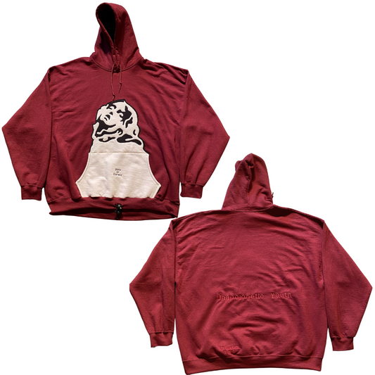 Unapologetic Youth State Of Ecstasy XL hoodie in black with white graphic print, featuring a comfortable pullover design.