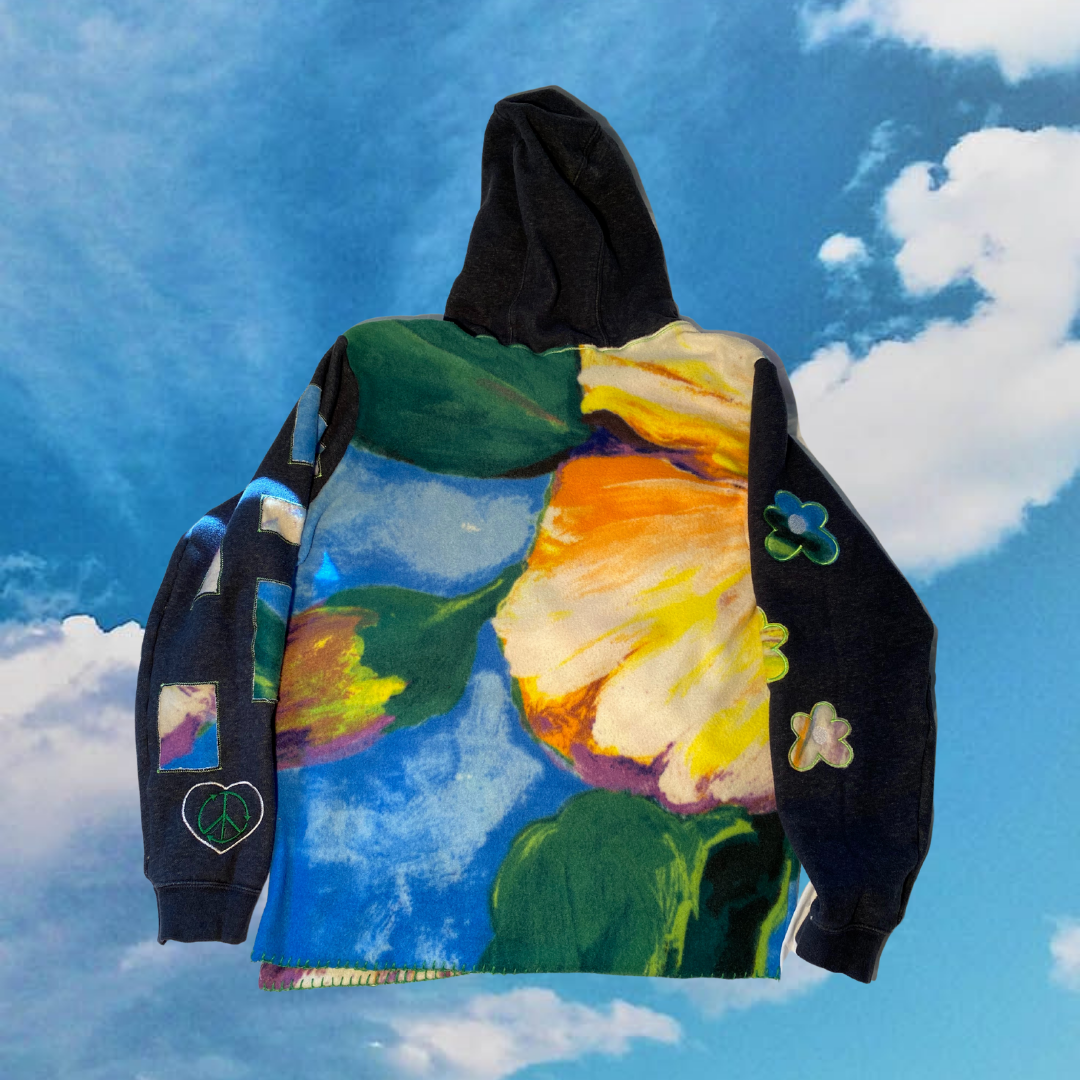 Unapologetic Youth hoodie in black with front pocket and drawstring hood, casual streetwear style, front view.