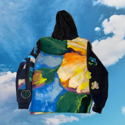 Unapologetic Youth hoodie in black with front pocket and drawstring hood, casual streetwear style, front view.