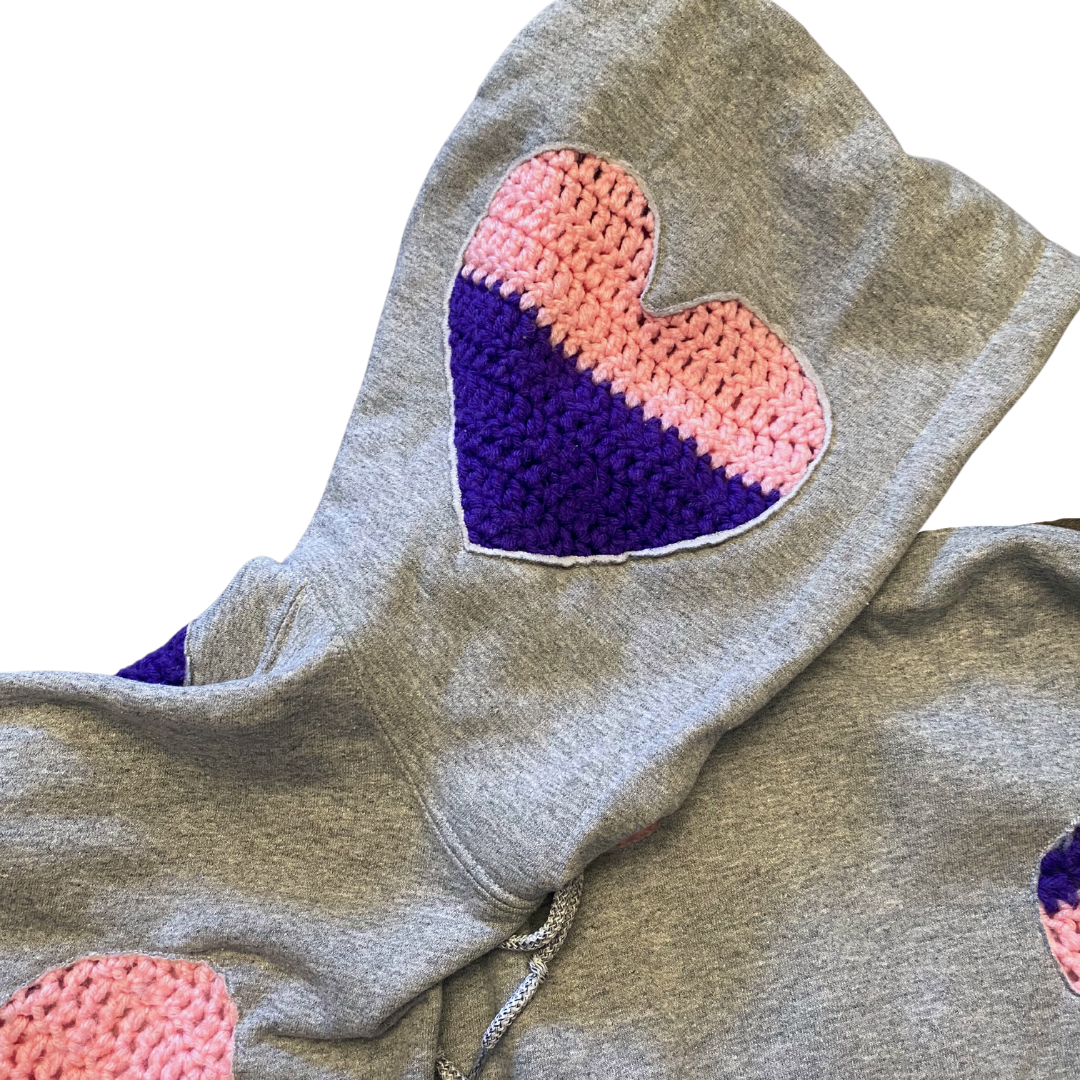 Unapologetic Youth Grandma's Crochet hoodie featuring a cozy, textured crochet pattern in soft, neutral tones.