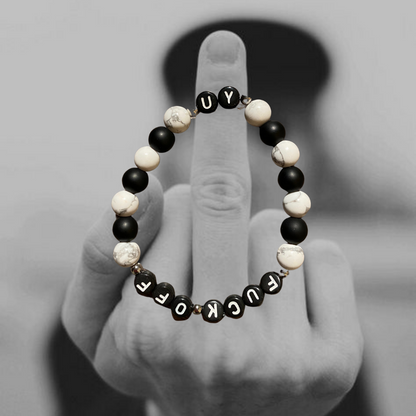 Unapologetic Youth Fuck Off Bracelet v3 with bold text and black band, stylish accessory for expressing attitude and individuality.