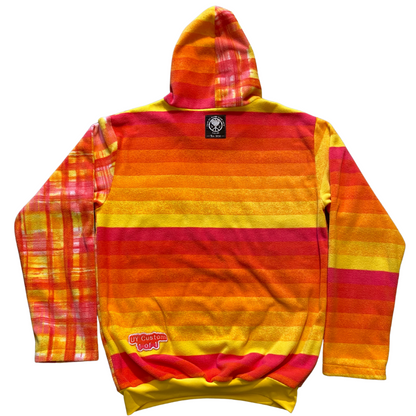Medium Unapologetic Youth Starburst hoodie in black with colorful starburst design, casual fit, and drawstring hood.