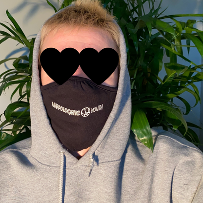 Unapologetic Youth Corona Killers facemask featuring bold graphic design and adjustable ear straps for comfortable fit.