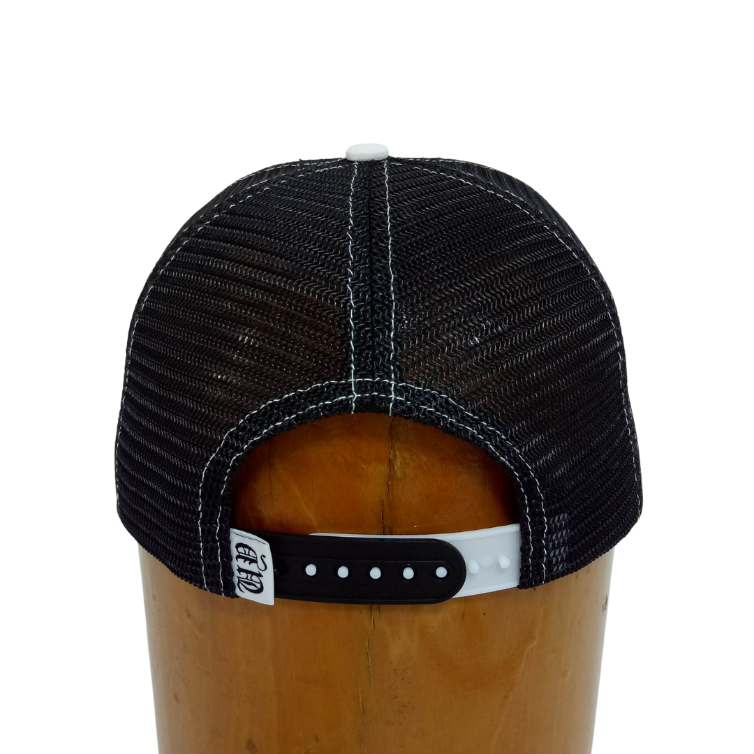 Unapologetic Youth Hearts trucker hat featuring a stylish design with heart motifs, adjustable snapback, and classic mesh back.