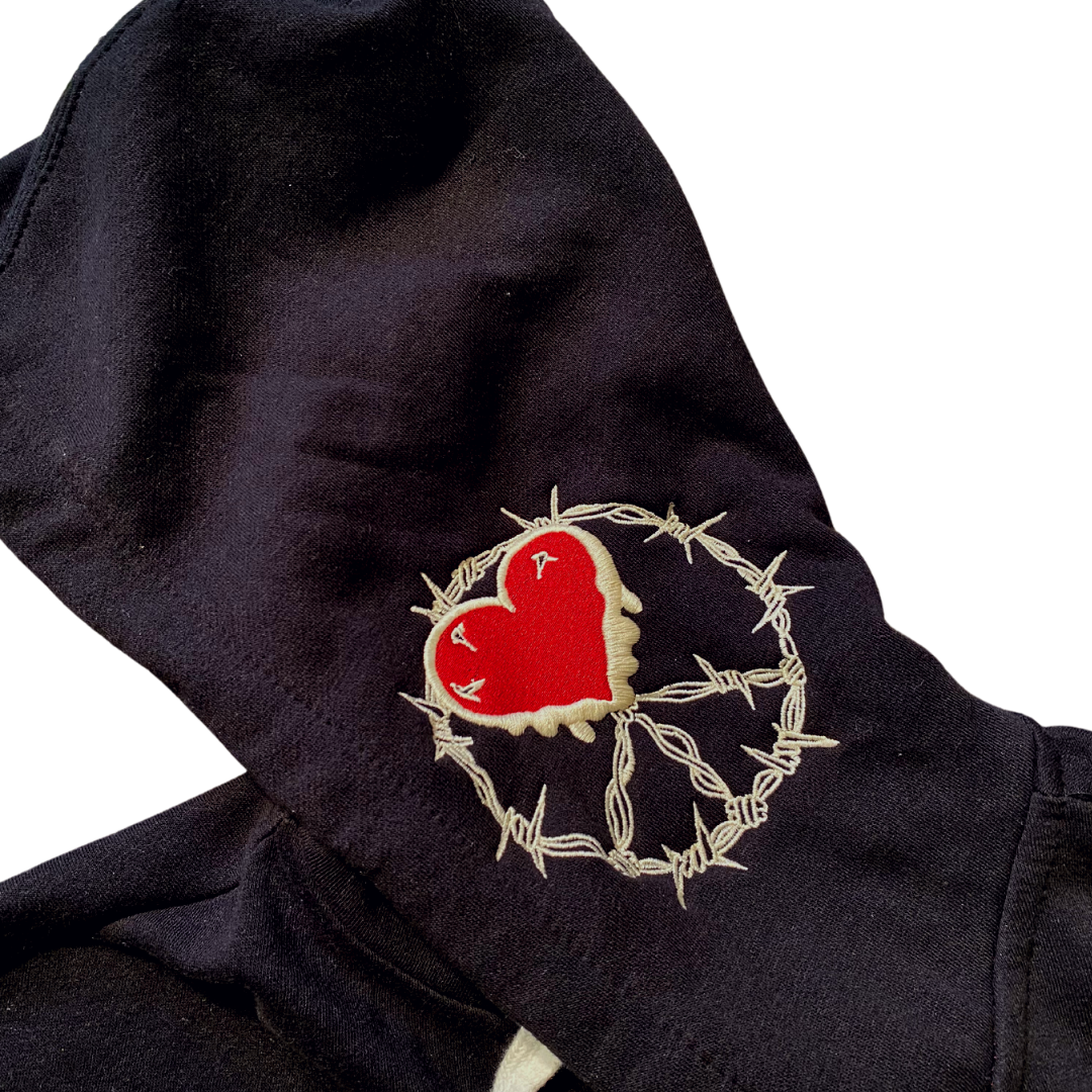 Unapologetic Youth Always & Forever large zip-up hoodie in black with front pockets and adjustable drawstrings.