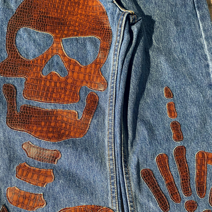 Unapologetic Youth "To The Bone" jeans, 1/1, showing distressed denim with frayed hems and classic five-pocket design.