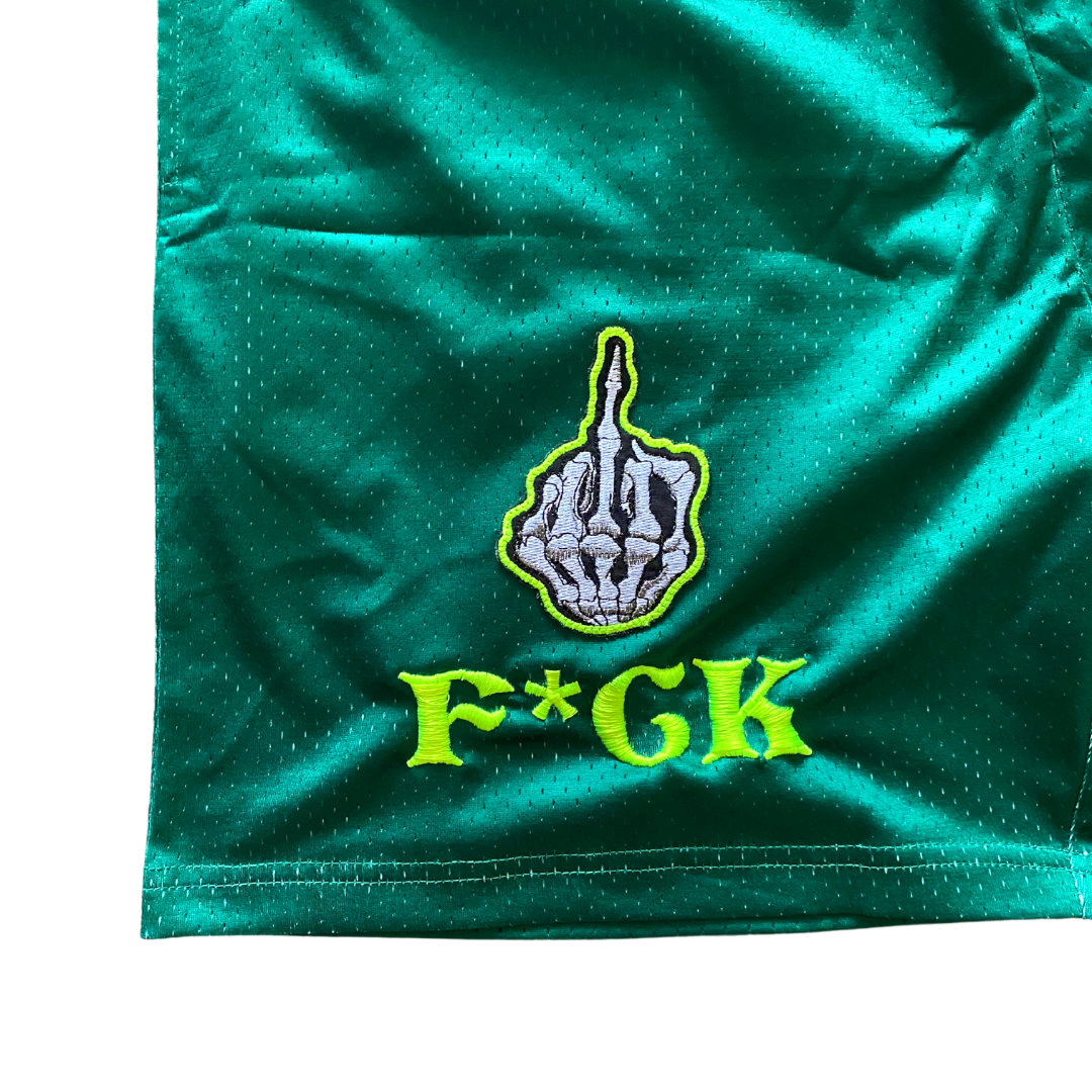 Black "F*CK OFF" shorts by Unapologetic Youth with bold text, casual fit, and comfortable fabric for a rebellious streetwear look.