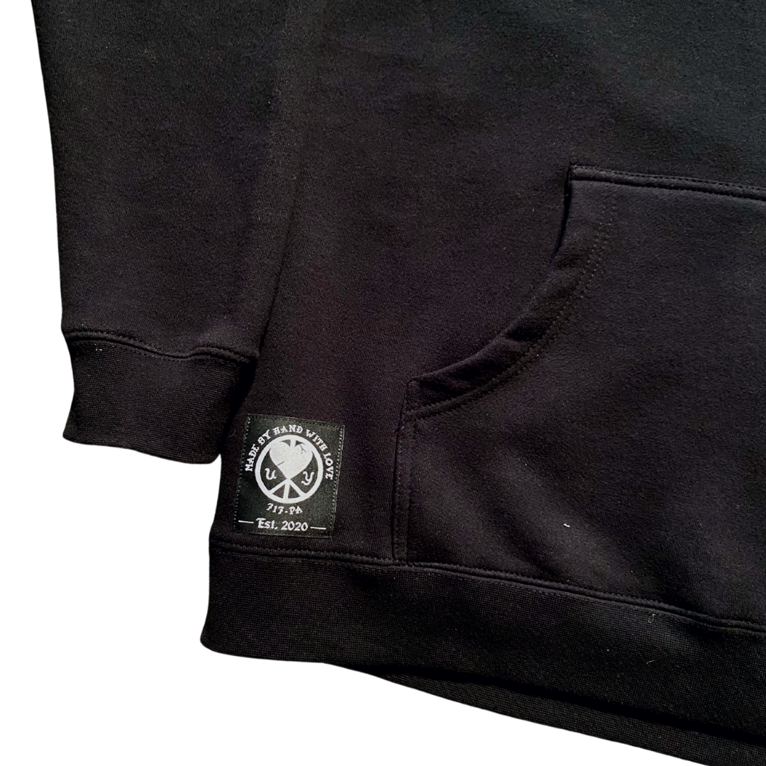 Unapologetic Youth Set Me Free XL hoodie in black, featuring bold white graphic text and a comfortable, relaxed fit.