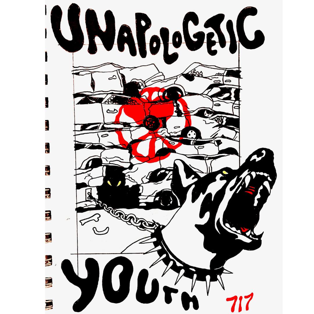 Unapologetic Youth Junkyard T-shirt featuring bold graphic print on black cotton fabric.